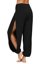 Load image into Gallery viewer, fitglam Women's High Slit Harem Yoga Pants Loose Fit Lounge Beach Pants (Light Gray, XS)
