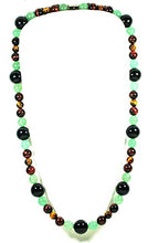 Load image into Gallery viewer, African Necklace for Men - Long Beaded Necklace - Onyx - Green Jade Aventurine - Red Tiger Eye - Yellow Tiger Eye- Tribal Necklace - 26 Inch Necklace
