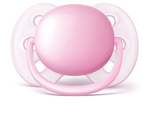 Philips AVENT Ultra Soft Pacifier, 0-6 Months, Pink/Peach, 4 Pack, SCF213/40