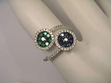 Load image into Gallery viewer, Lovely 14K White Gold Sapphire Tsavorite Diamond Designer Ring Band
