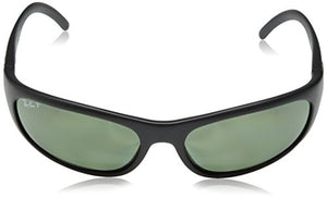 Ray-Ban Men's RB4033 Rectangular Sunglasses, Matte Black/Polarized Green, 60 mm