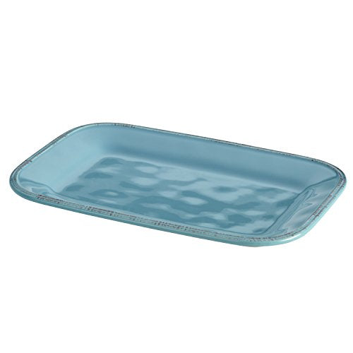 Rachael Ray Cucina Dinnerware 8-Inch x 12-Inch Stoneware Rectangular Platter, Agave Blue -