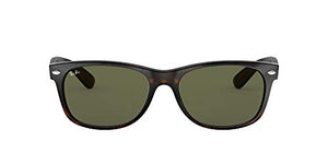 Ray-Ban RB2132 New Wayfarer Square Sunglasses, Tortoise/G-15 Green, 52 mm