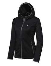 Load image into Gallery viewer, Little Donkey Andy Women&#39;s Lightweight Hooded Softshell Jacket for Running Travel Hiking, Windproof, Water Repellent Black Size L
