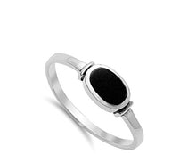 Load image into Gallery viewer, Women's Simple Simulated Black Onyx Unique Ring New .925 Sterling Silver Band Size 6

