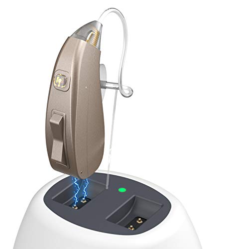 Coniler Smart Hearing Amplifier with Digital Noise Reduction，Rechargeable Sound Aids with Double Charging Holes Suitable for Adults and Seniors (Only1 Aid)
