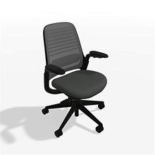 Load image into Gallery viewer, Steelcase Series 1 Office Desk Chair: 4 Way Ajustable Arms - Standard Carpet Casters - Black Frame and Base - 3D Microknit Back - Graphite
