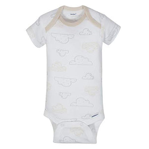 GERBER Baby 4-Pack Short-Sleeve Onesies Bodysuit, Cloud Dream Big, 6-9 Months