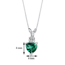 Load image into Gallery viewer, 14 Karat White Gold Heart Shape 0.75 Carats Created Emerald Diamond Pendant
