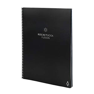 Rocketbook Fusion Smart Reusable Notebook - Calendar, To-Do Lists, and Note Template Pages with 1 Pilot Frixion Pen & 1 Microfiber Cloth Included - Infinity Black Cover, Letter Size (8.5" x 11")