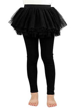 Load image into Gallery viewer, Auranso Girls Footless Leggings Pants with Lace Ruffle Tutu Skirt Black 4-5T
