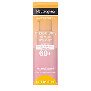 Neutrogena Invisible Daily Defense Face Serum with Broad Spectrum SPF 60+ to Help Even Skin Tone, Oil-Free, Non-Greasy, Antioxidant Complex for Environmental Aggressors, 1.7 fl. oz