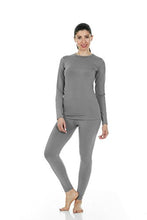 Load image into Gallery viewer, Thermajane Women&#39;s Ultra Soft Thermal Underwear Long Johns Set with Fleece Lined (Large, Grey)
