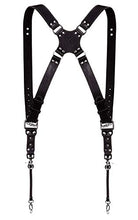 Load image into Gallery viewer, Camera Strap Accessories for Two-Cameras – Dual Shoulder Leather Harness – Multi Camera Gear for DSLR/SLR Black ProInStyle strap by Coiro
