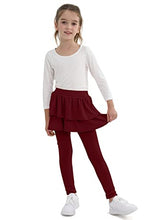 Load image into Gallery viewer, Cooraby 2 Pack Girls Footless Leggings with Ruffle Tutu Skirt Pants Stretchy Ruffle Skirt Leggings Pants for Kids Navy, Burgundy
