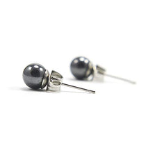 Load image into Gallery viewer, 6mm Hematite Ball Stud Earrings For Men &amp; Women, Hypoallergenic Surgical Steel

