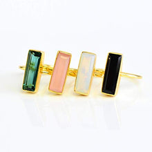Load image into Gallery viewer, Green Tourmaline Gemstone Bar Ring, Geometric October Birthstone Ring, Adira Ring Series
