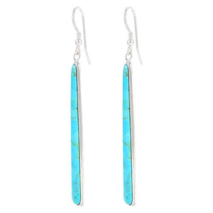 Turquoise Earrings in Sterling Silver & Genuine Turquoise (2.5" Long)