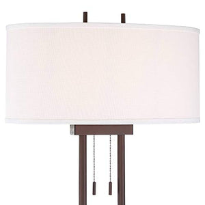 Roscoe Bronze Twin Pole Floor Lamp with Tray Table and USB - Franklin Iron Works