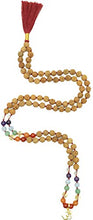 Load image into Gallery viewer, Chakra Rudraksha &amp; Stone 108 Bead Mala Gold Plated Om Pendant
