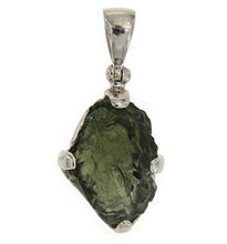 Load image into Gallery viewer, Starborn Natural 7-12 carat Moldavite Sterling Silver Pendant
