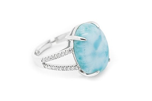 Larimar Gemstones with 925 Sterling Silver Ring Jewelry for Women