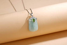 Load image into Gallery viewer, Jade Pendant Necklace Charm Jade Clasp Fashion and Elegant Jewelry Necklace for Women, Sterling Silver 18" Chain(Square shape)
