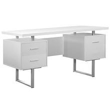 Load image into Gallery viewer, Monarch Specialties White Hollow-Core/Silver Metal Office Desk, 60-Inch
