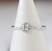 Load image into Gallery viewer, Greendou Fashion Jewelry 925 Sterling Silver Dainty Blue Crystal Ring for Women Simple Style Square Engagement Finger Ring Ladies Fashion Jewelry (6)
