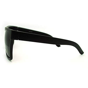 SUPER Dark Black Lens Sunglasses Flat Top Square Oversized Mob Style