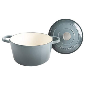 Crock Pot Artisan 5 Quart Enameled Cast Iron Round Dutch Oven, Slate Gray