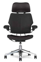 Load image into Gallery viewer, Freedom HumanScale Gel Chair F213 with Headrest New Gel Seat Graphite Wave Fabric Advanced Height Adjustable Duron Arms Standard Chair Height Titanium Frame with Soft Hard Floor Casters
