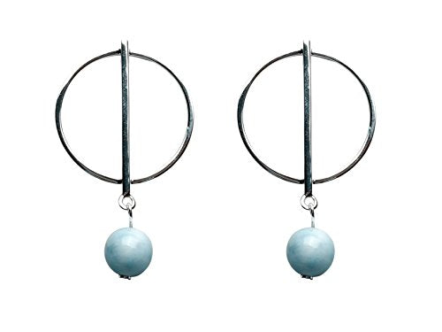 AZIEL 925 Sterling Silver Earrings Natural Larimar Gemstones