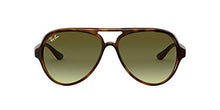 Load image into Gallery viewer, Ray-Ban RB4125 Cats 5000 Aviator Sunglasses, Light Havana/Green Gradient Brown, 59 mm
