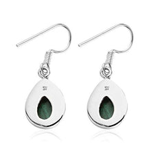 Load image into Gallery viewer, 925 Sterling Silver Pear Malachite Vintage Dangle Drop Oxidized Tribal Fish Hook Earrings Boho Handmade Fashion Jewelry for Women
