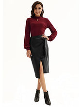 Load image into Gallery viewer, LIUMILAC Women Boho Wrap Front Tie Knot Skirt Stretchy High Waist Solid Pencil Skirt Gray
