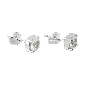 Starborn Danburite Faceted Round Post Earrings in Sterling Silver