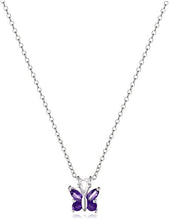 Load image into Gallery viewer, Sterling Silver Genuine Amethyst Butterfly Pendant Necklace, 18&quot;
