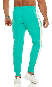 OuBER Men's Gym Jogger Pants Slim Fit Workout Running Sweatpants with Zipper Pockets (Small, Mint Green)