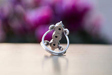 Load image into Gallery viewer, Moonstone Silver Ring, 925 Sterling Silver and Three Moonstone Light Blue Gemstones Ring for Women, Size US 6.5, Triple Moonstone and Real Silver Boho Chic Statement Ring, Bohemian Gift Idea.
