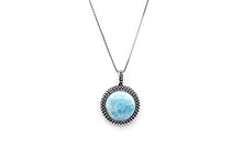 Load image into Gallery viewer, AZIEL Sterling Silver Natural Larimar Round Pendant Necklace,18&quot;
