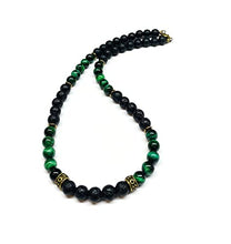 Load image into Gallery viewer, Handmade Green Tiger Eye and Lava Rock Beaded Necklace For Men_Green (24, Boho)
