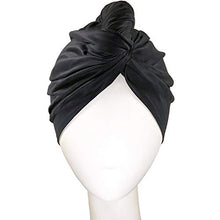 Load image into Gallery viewer, THE PERFECT HAIRCARE Microfiber Hair Towel Wrap Ultra-Fine Anti-Frizz Turban That Never Falls Off - Curly Girl Method Approved &amp; Big (40' x 27.5") - Black
