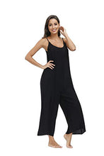 Load image into Gallery viewer, Buenos Ninos Women's V Neck Floral Maxi Dress Boho Printed Adjustable Spaghetti Strap Ethnic Beach Long Dress with Pockets L Pure Black Jumpsuit
