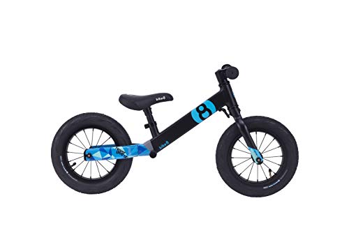 Bike8 Red Dot Desgin Award Winner high-end racing/performance balance bike/push bikes for kids with aluminum frame and super light pneumatic tire (black blue,12 inch for 2 to 5 years toddler 85-130cm)