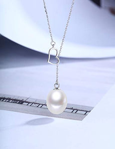 BOOSCA Pearl Jewelry for Women 925 Sterling Silver Pendant Necklace Gifts for Her Empty Heart