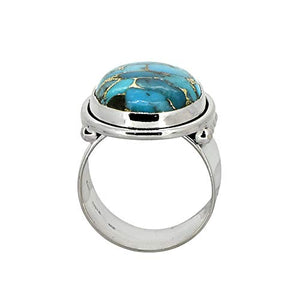 YoTreasure Blue Copper Turquoise Solid Sterling Silver Gemstone Ring