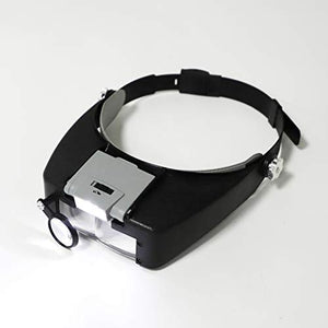 Headband Magnifying Glass with 2 LED Lights Optical Head Wearing Magnifier 1.5X 3X 6.5X 8X Head-Mounted Headset Jewelry Visor Magnifier Glass Loupe for Reading Electronics Watch Repair