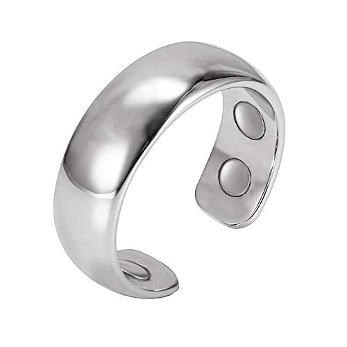MagnetRX® Magnetic Therapy Pain Ring - Elegant Stainless Steel Ring for Pain Relief, Circulation, Healing & Arthritis Ring - Magnet Therapy Rings for Men (Polished Silver | Size: 8)