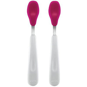 OXO Tot Feeding Spoon Set with Soft Silicone- Pink